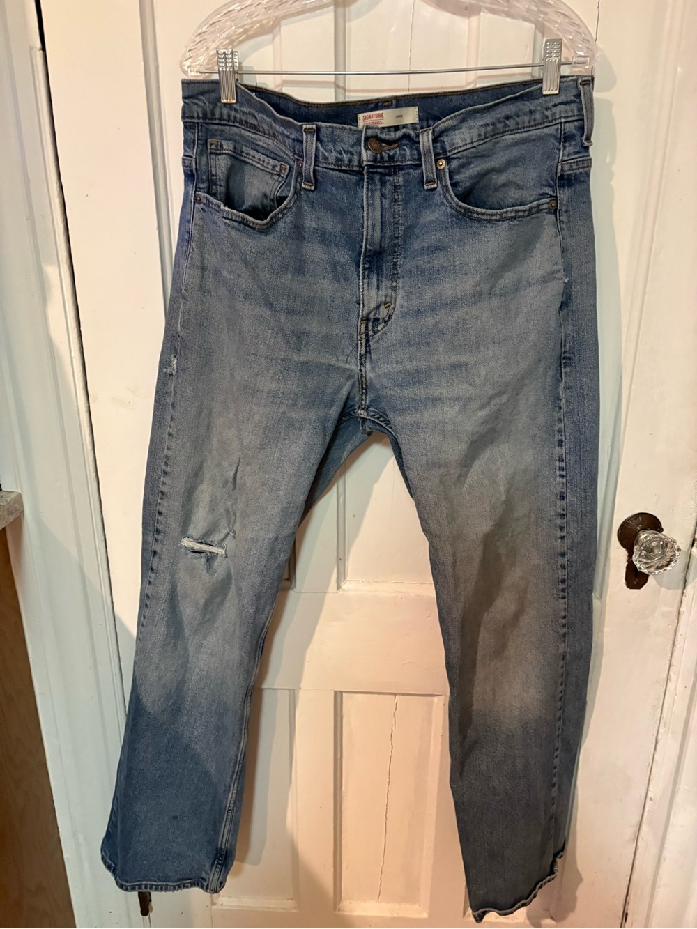 Signature by Levi Strauss Light Blue Loose Distressed Jeans